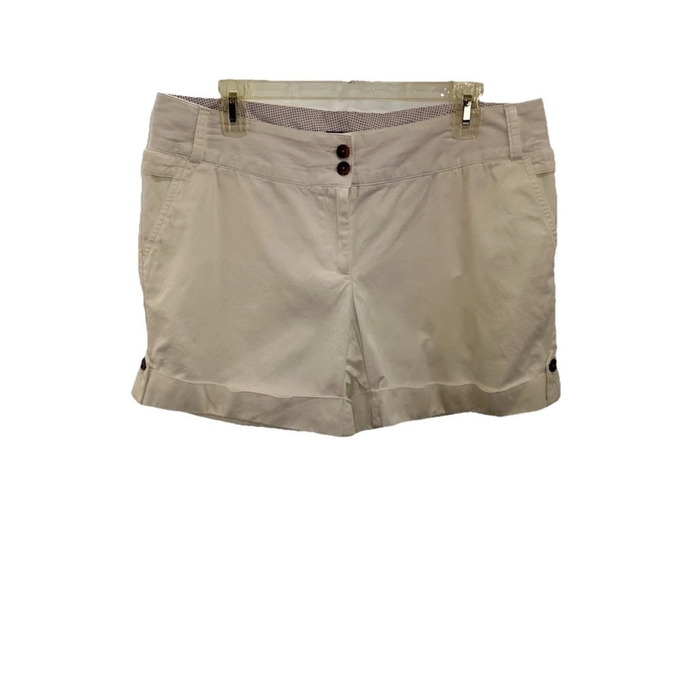 Lands End White Cotton Chino Shorts Women’s 12 High Waist